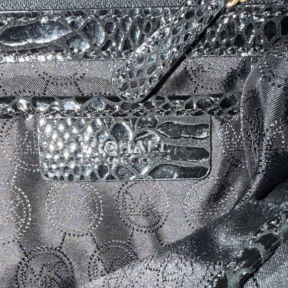 MICHAEL Michael Kors Black Snake Print Tote with Beige Straps - Picture 12 of 14